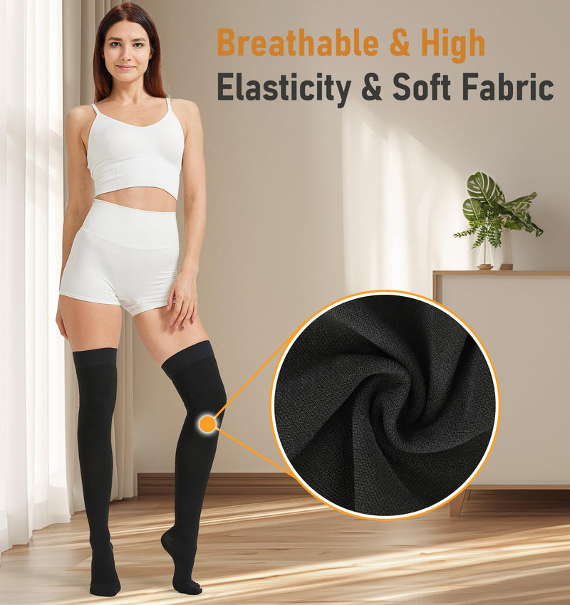 NURCOM Compression Stockings, Closed Toe, 20-30 mmHg, Black XXL 20-30mmhg Close-toe Black XX-Large