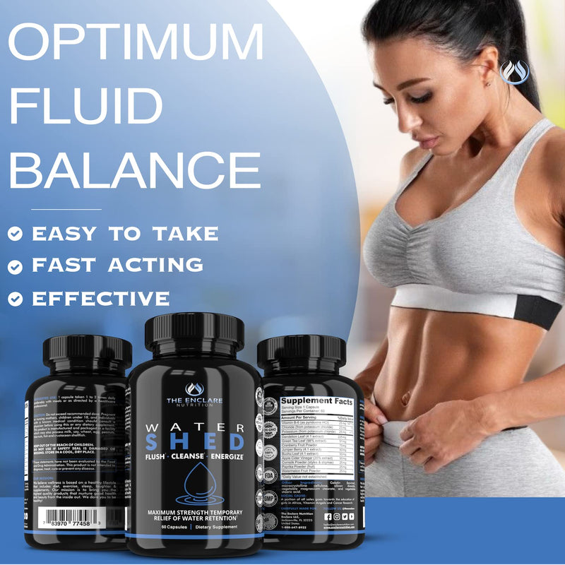 Water Pills Diuretic Water Retention - Liver Detox, Kidney Cleanse, Weight, Swelling Legs & Feet, Edema, Bloating Relief, Fluid Balance - Dandelion Vitamin B6 Green Tea Watershed Max Strength 60ct (1) 1
