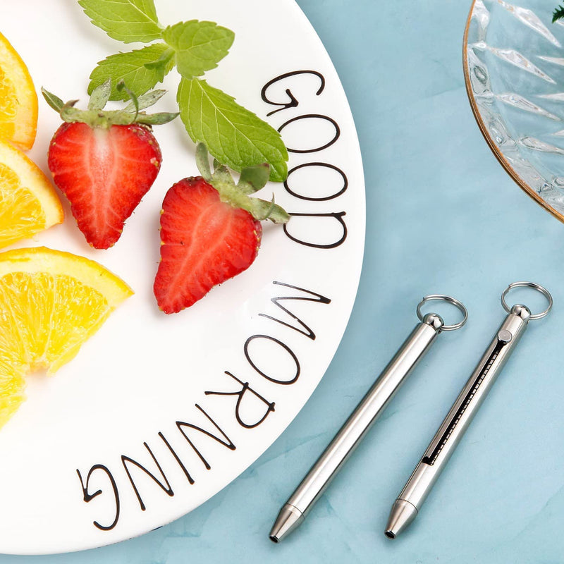 3 Pieces Titanium Telescopic toothpicks | Integrated Design Telescopic Toothpick with Titanium Protective Case Holder | Metal Pocket Toothpick Stainless Steel Toothpick - BeesActive Australia