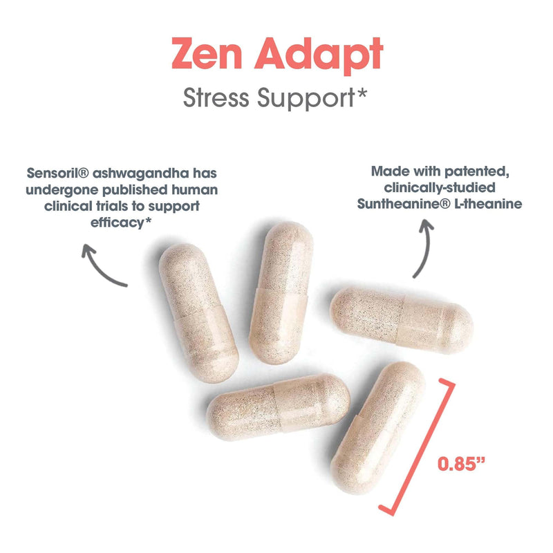 Allergy Research Group ARG Zen Adapt L-Theanine GABA Formula, 60 Capsules | 200 mg L-Theanine, 125 mg Ashwagandha and 550 mg GABA for Stress Response and Calmness, Vegetarian Caps