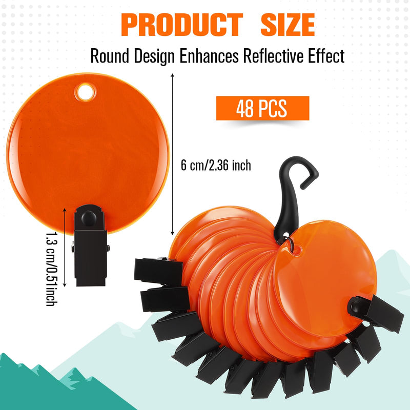Konohan Trail Markers with Clips Round Reflective Tacks for Hunting Reflective Tree Tacks Trail Marking Ribbon with Clips Orange High-Visibility Tree Trail Markers for Outdoor Hiking 48