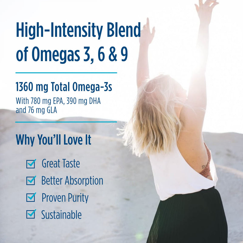 Nordic Naturals Complete Omega Xtra, Lemon - 60 Soft Gels - 1360 mg Omega-3 + 76 mg GLA - Healthy Skin - Cognition - Non-GMO - 30 Servings Standard Packaging - BeesActive Australia