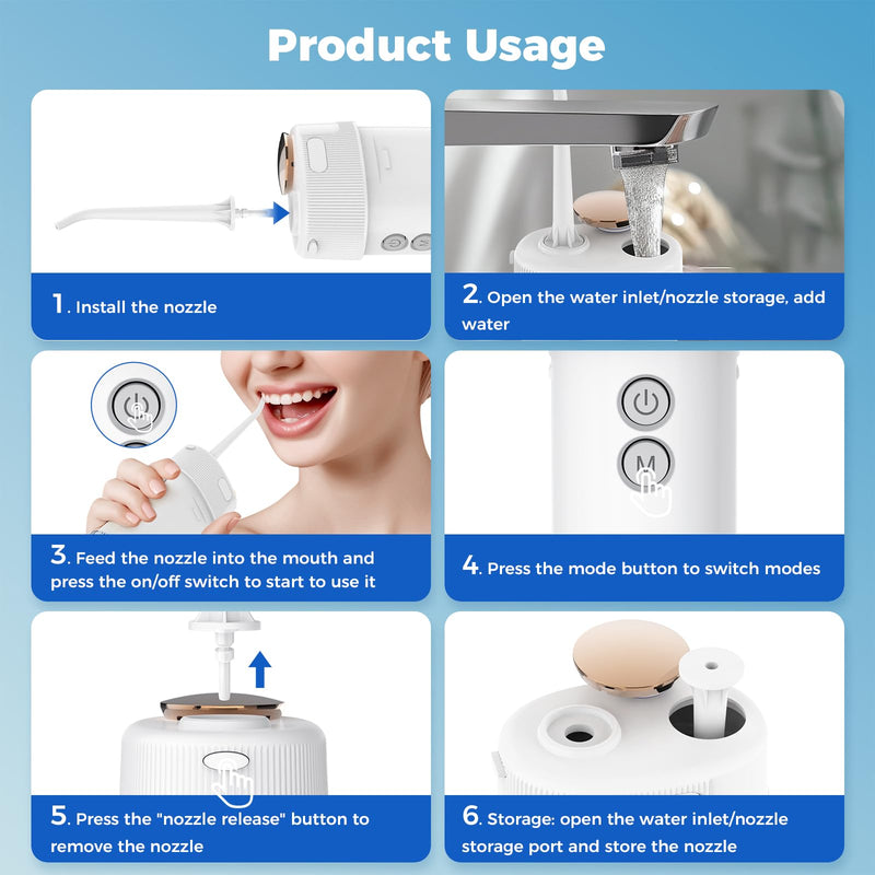 LINKEVAP Portable Water Flosser for Teeth Cleaner Pick, Battery Powered Oral Irrigator for Teeth Cleaning,Daily Dental Care for Home and Travel,180 ML Telescopic Water Tank(Pearl White) Pearl White