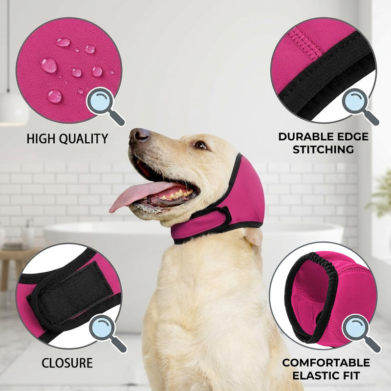2PCS Dog Ear Covers for Bath, Dog Shower Cap with Diving Fabric, Water-Resistant Ear Protection for Bathing, Grooming, Swimming, and Noise Anxiety Relief, Adjustable Fit for Medium to Large Dogs