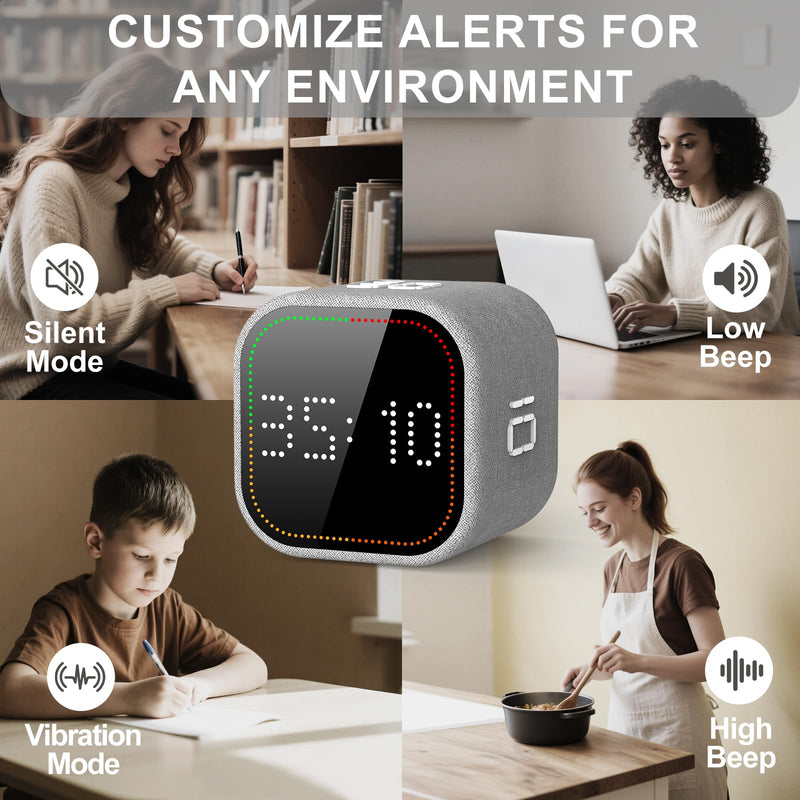 REACHER Fast Custom Pomodoro Timer Cube | Productivity Timer | Small Visual Cube | Silent, Vibrate Reminder | Adjustable Sound Alert | Magnetic, Visual Countdown | for ADHD, Study, Kitchen, Classroom - BeesActive Australia