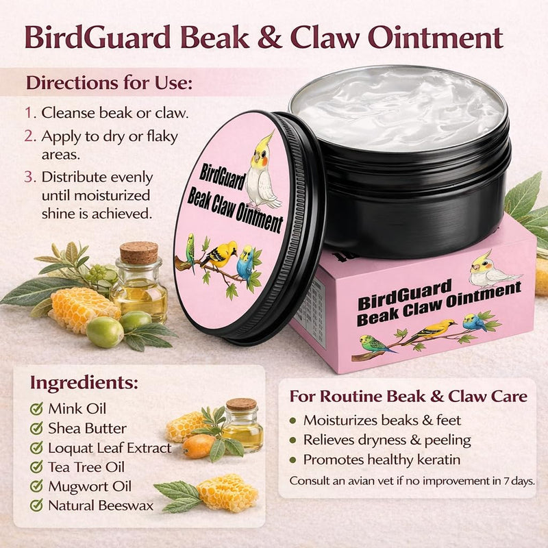 RONDURE Bird Beak Oil & Feet Repair Ointment – Soothing Care for Cracked Beaks, Rough Claws & Dry Skin, Ideal for Parrots, Budgies & Cockatiels