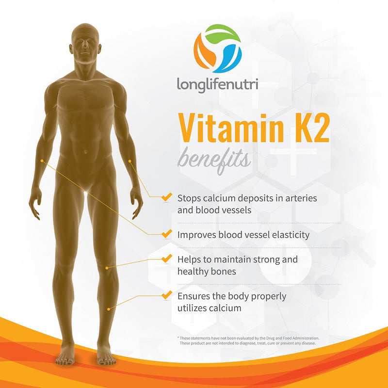 Vitamin K2 MK7 100 Mcg with MenaQ7-120 Veg Caps | from Natto | Heart & Bone Health | Cardiovascular Support | Non-GMO 120 Count (Pack of 1) - BeesActive Australia