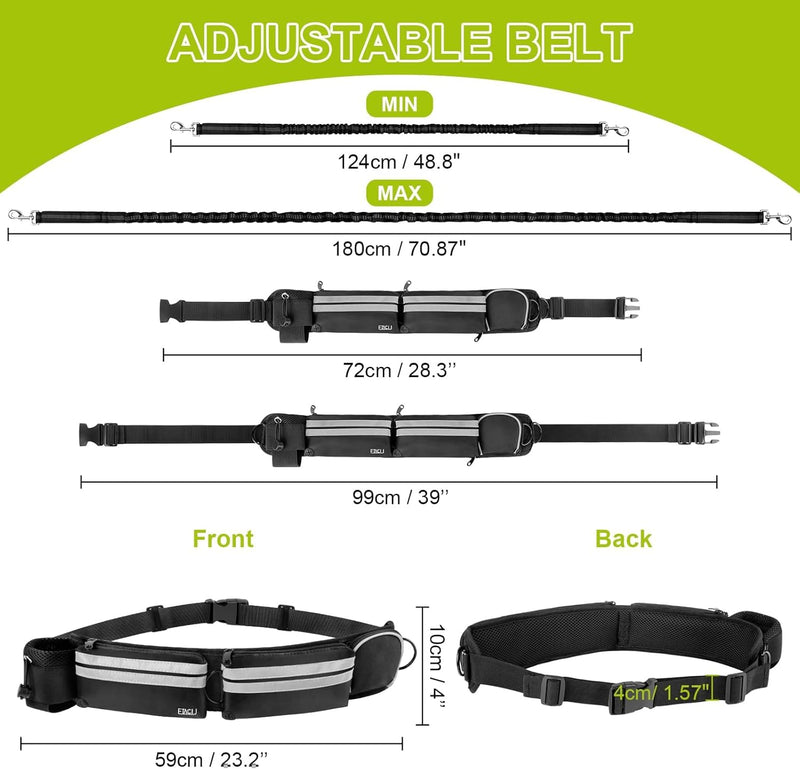 GoFortunePet Hand Free Dog Leash for Medium and Large Dog - Enjoy Pull Free Walks– Expandable Pouch Belt with Adjustable Leash Length for Hiking and Running – Heavy Duty and Reflective Safety Blue - BeesActive Australia