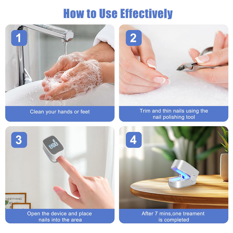 Nail Cleaning Light Device,Toenails & Fingernails Care, Home Use Nail Fungus Light Treatment Device for Multiple Nails, USB Rechargeable