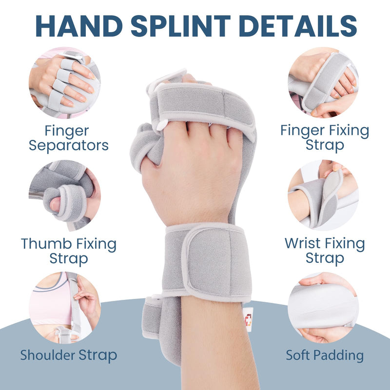 Resting Hand Splint Stroke Hand Brace with Finger Separators, Night Immobilizer Wrist Finger Brace with Sling for Carpal Tunnel & Stroke Recovery (S-Right) S-Right