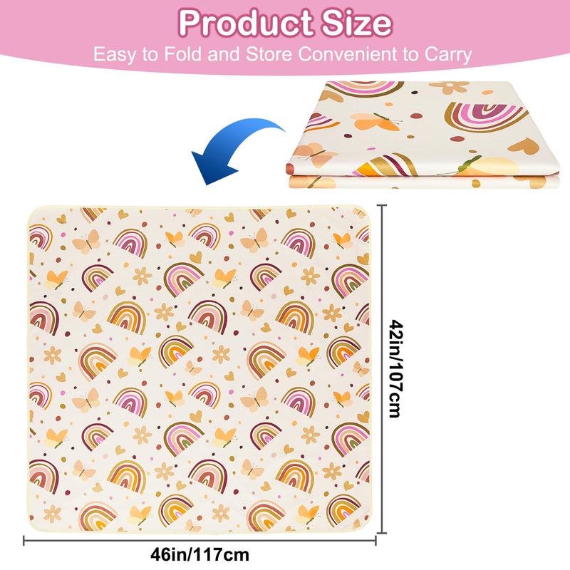 Basumee Splat Mat High Chair Mat Waterproof Baby Play Splat Mat for Under High Chair Food Catcher Highchair Mat for Floor Non Slip Bottom, Brown Rainbow, 46x42 Inches - BeesActive Australia