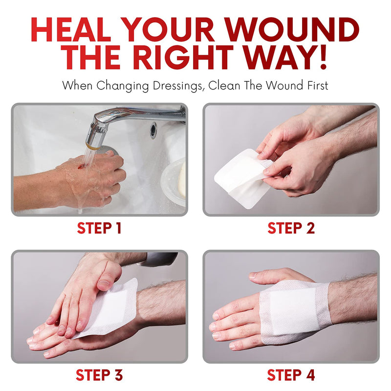 HEALQU Island Dressing - 6"x6", 30 Count - Bordered Gauze Sterile Individually Wrapped Gauze Pads, Water-Resistant, Non-Woven Backing - Soft and Breathable Wound Dressing for First Aid and Medical 6x6" (30 Pack)
