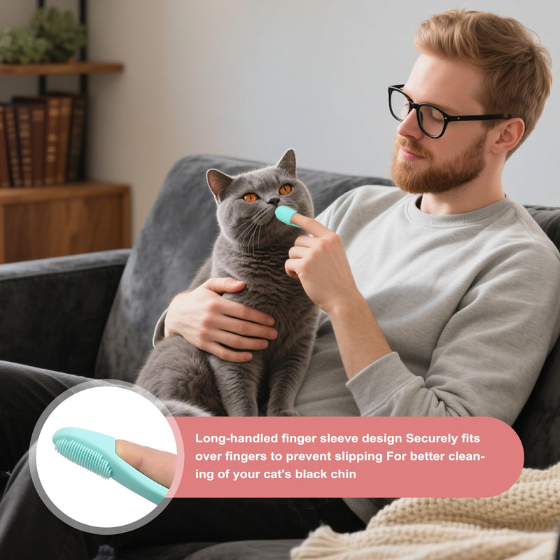 4Pcs Silicone Cat Chin Brush, Cat Chin Scrubber for Cats Chins Cleaner, Soft Pet Finger Toothbrush Dental Care for Cats Dog Puppies(Purple, Green, Fuchsia, Pink)
