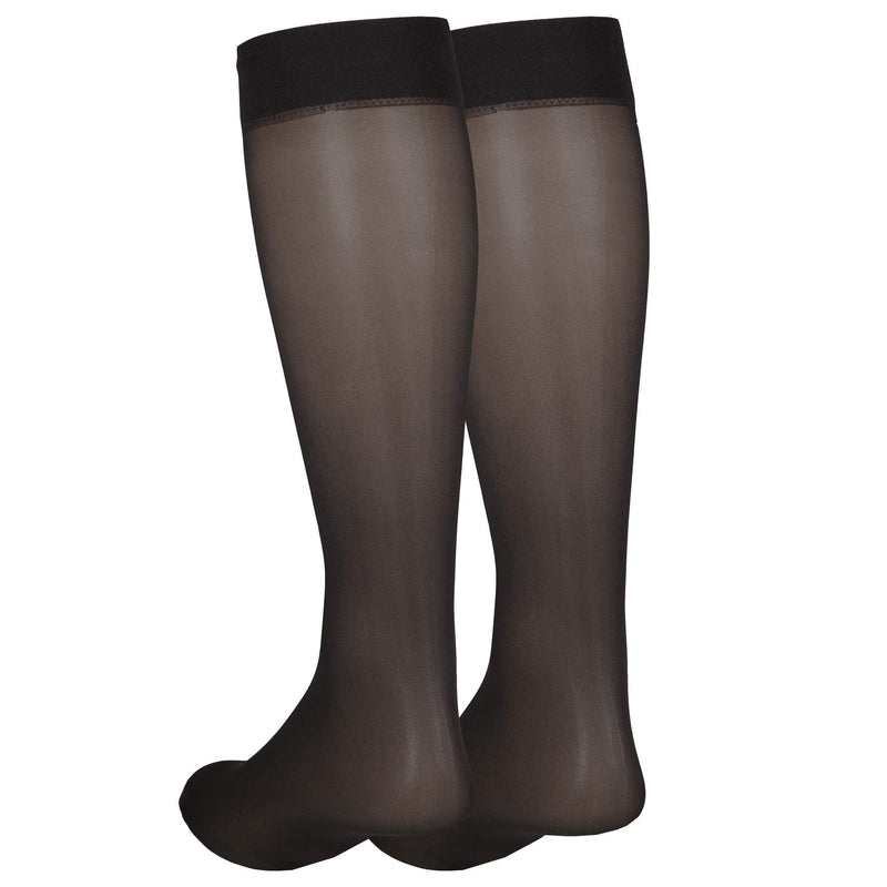 NuVein Sheer Compression Stockings for Women, 8-15 mmHg Support, Light Denier, Knee High, Closed Toe, Black, Large Large (1 Pair)