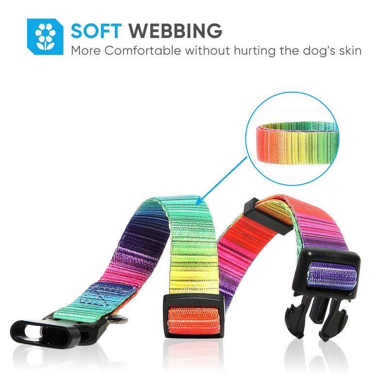 HEELE Dog Collar, Dog Collar for Puppies Small Medium Large Dogs, Patterned Dog Collars, Adjustable, Comfortable, Robust Dog Collar, Rainbow, S S (Length 25-38cm, Width 1.5cm) - BeesActive Australia