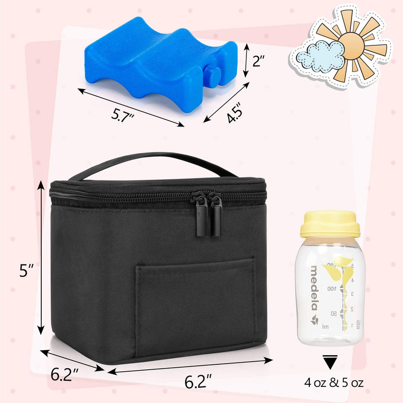 Teamoy Breastmilk Cooler Bag with Ice Pack, Baby Bottles Bag for up to 4 Large 5 Ounce Bottles Without Nipple, Perfect for Working Mom Mother, Black - BeesActive Australia