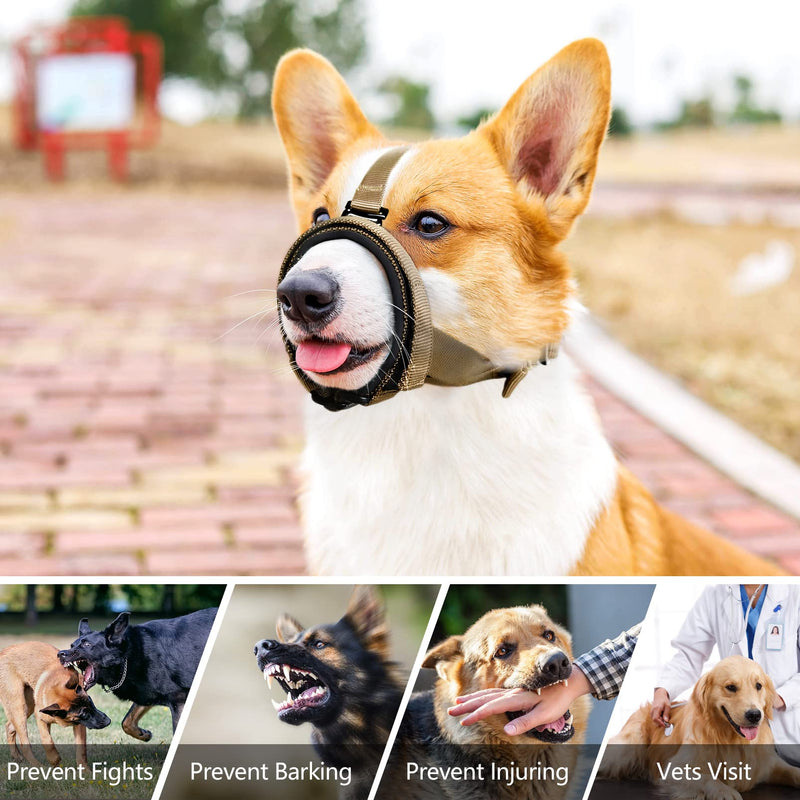 HEELE Dog Muzzle with Headband Soft Padded No Rubbing Dog Muzzle Adjustable Loop Dog Muzzle Anti Biting Chewing Muzzle for Large Dogs Brown XL XL (Pack of 1) - BeesActive Australia