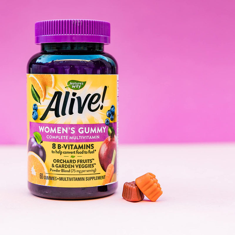 Nature's Way Alive! Women’s Gummy Multivitamin, 16 Vitamins & Minerals, Energy Metabolism*, Hair Skin & Nails*, Vegetarian, Mixed Berry Flavored, 60 Gummies - 2 Pack
