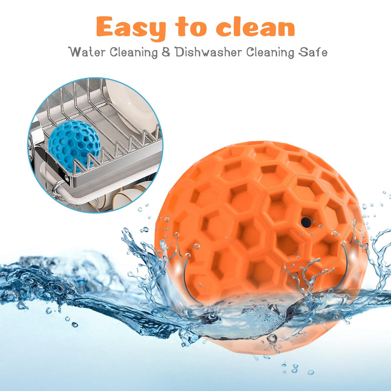 HIPPIH Indestructible Squeaky Dog Toys, Interactive Dog Balls 2 Pack, Dog Chew Toys for Aggressive Chewers, Natural Rubber Puppy Toys for Large/Medium Dogs, Tough Puppy Teething Toys, Relieve Anxiety blue+orange - BeesActive Australia