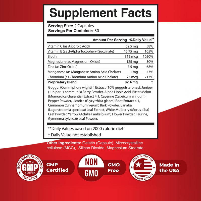 Revital Gluco – Vitamin C, E, Magnesium & Biotin – 60 Ct, 3 Month Supply | Also includes 10+ botanicals with Vitamin C, E, Magnesium, Biotin & Zinc | Non-GMO, Stimulant-Free | Daily capsule 60 Count (Pack of 3)