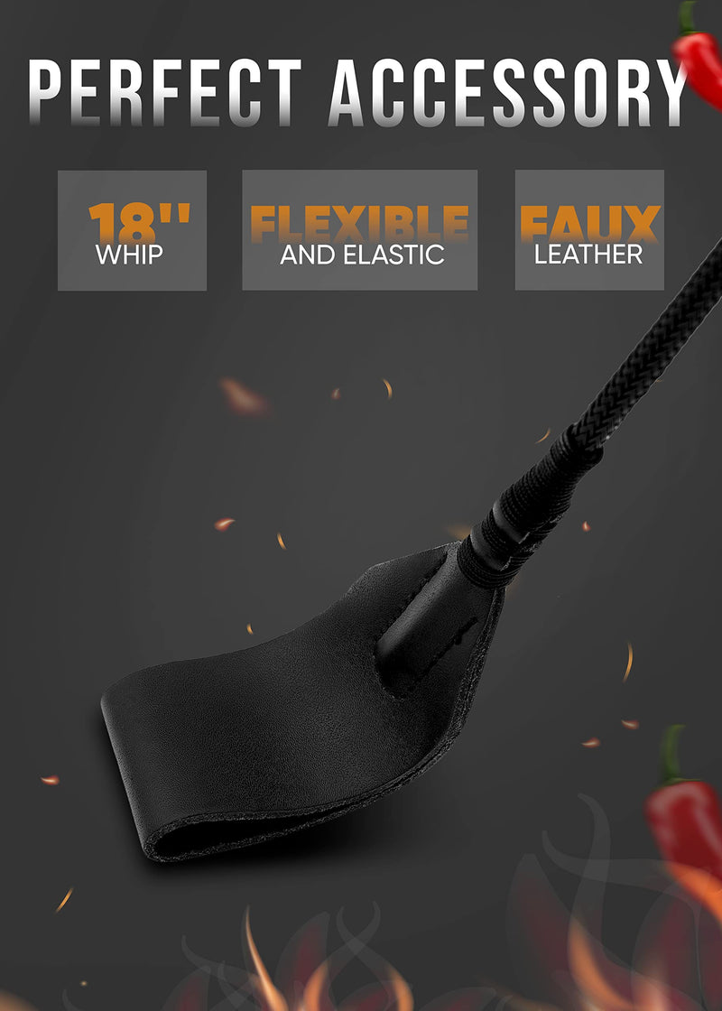 Black Sex Whip Adult Crop 18" BDSM Whip Set Bondage Flogger Kit Crop Sex Set Adult Crop Paddle Spanking BDSM Set Spanking Paddle Adults Flogger BDSM Starter Kit - BeesActive Australia