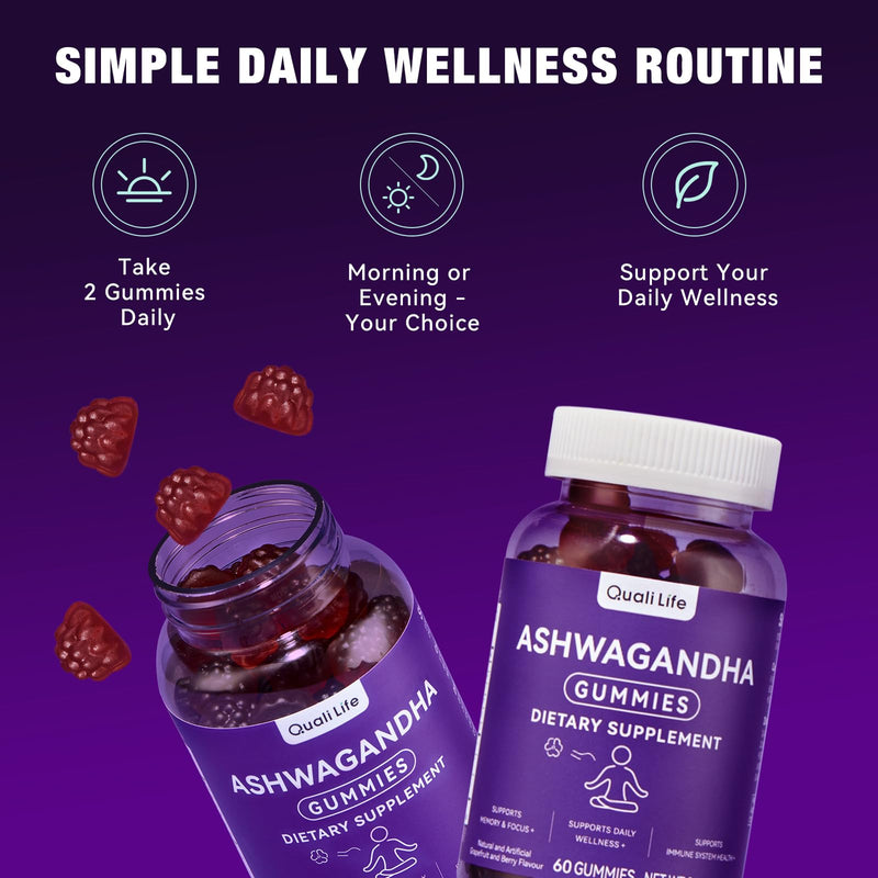 Ashwagandha Gummies for Relax & Cortisol Support – High Strength Root Extract with Cranberry & Chaste Tree, Grapefruit & Berry Flavour – Vegan, Non-GMO, Gluten-Free – 120 Gummies (60 Days) 2