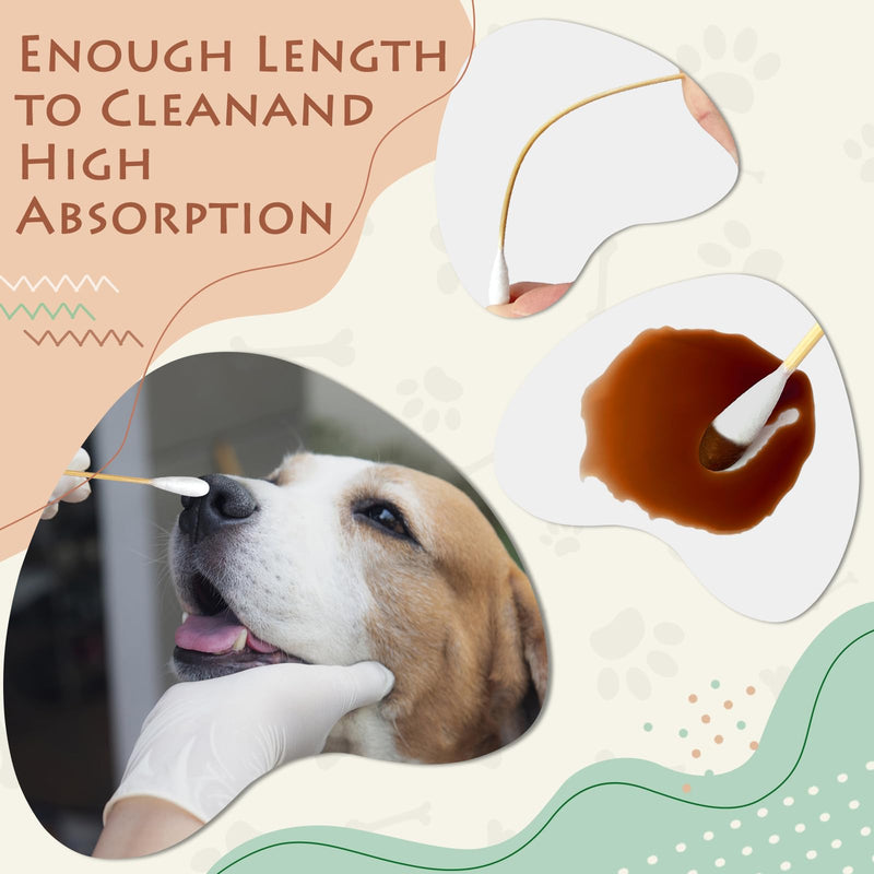 200-Pack of Long, Large Dog Ear Swabs with Bamboo Sticks: Perfect for Dog Ear Cleaning and Infection Treatment. Gentle, Effective, and Eco - Friendly for Pet Hygiene Large Tips 200PCS