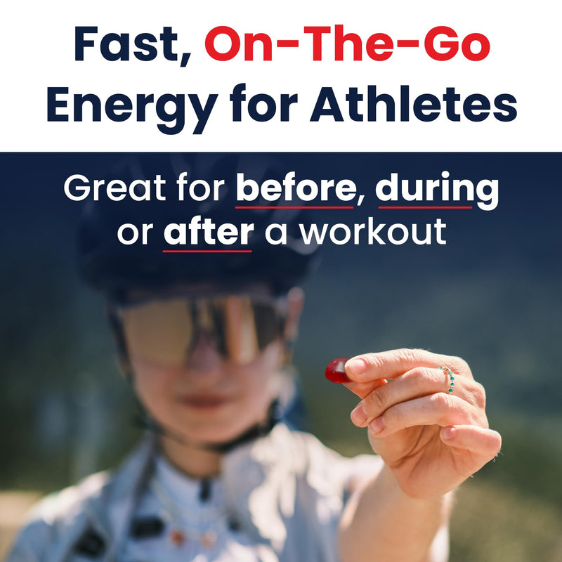 SaltStick Energy Gummies Blue Sour Raz - 10 Packets/20 Servings | Quick carbohydrates and electrolytes in delicious gummies to fuel your workout without sticky gels. Caffeine-free. Sour Blue Razz