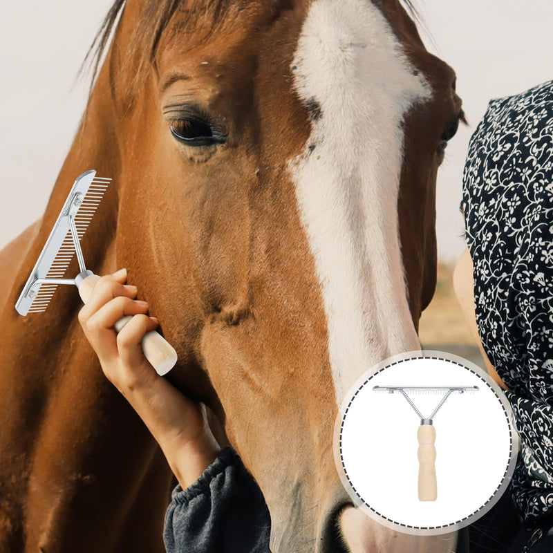 Horse Nail Rake Comb - Horse Hair Brush for Leather Mini Comb Leather Cleaning Brush Mane Comb Wood Handle Grooming Rake Horse Tail Horse Grooming Tool Practical Horse Hair Comb - BeesActive Australia