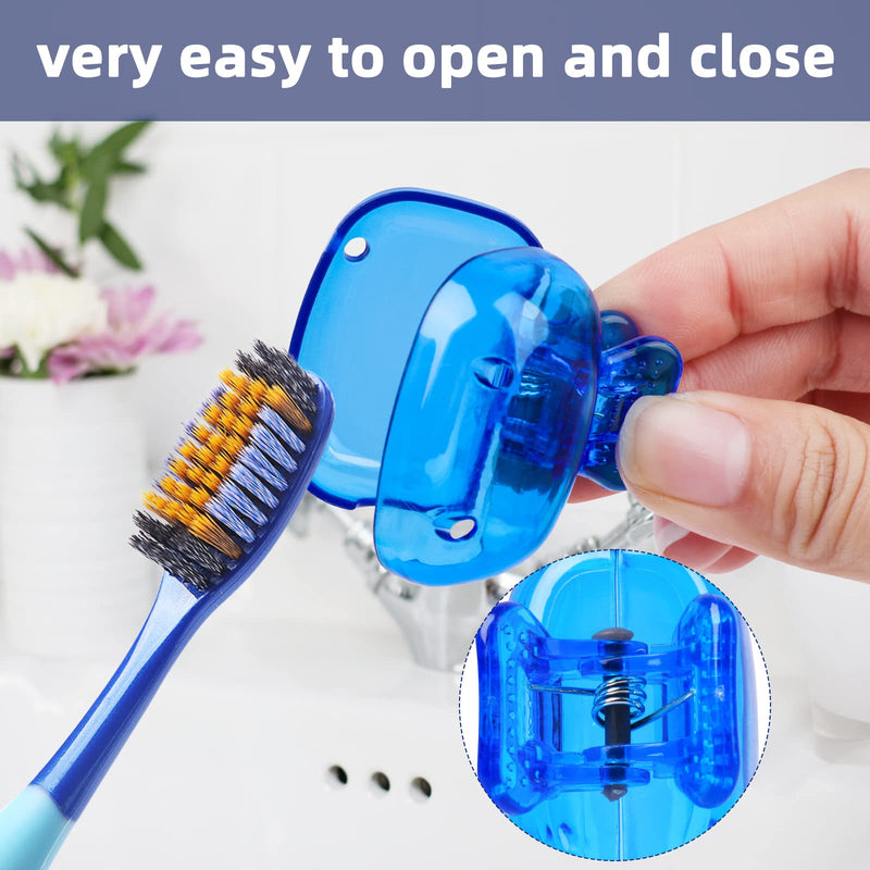 4 Pack Travel Toothbrush Head Covers Toothbrush Protector Cap Brush Pod Case Protective Portable Plastic Clip for Household Travel, Camping, Bathroom, School, Business Blue, Green, Grey, Red - BeesActive Australia