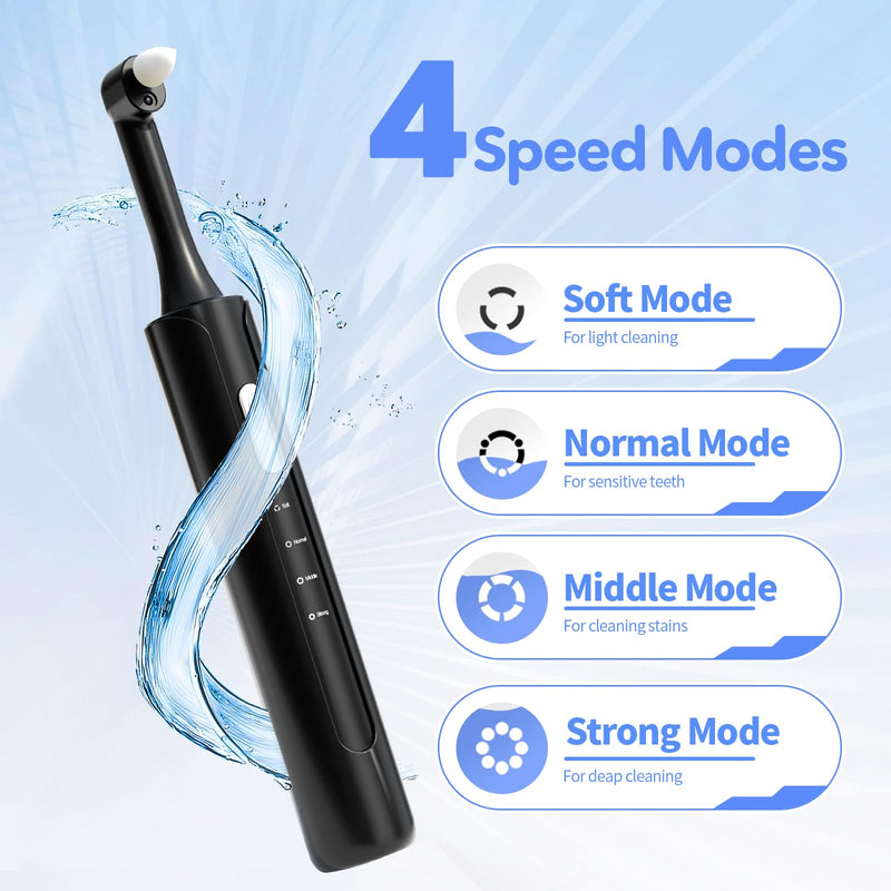 Electric Tooth Polisher, Plaque Remover for Teeth Whitening, Teeth Polishing Kits 4 Speed Modes，Rechargeable Dental Polisher for Cleaning, Waterproof Tooth Polish Tools with 5 Brush Heads& LED Light - BeesActive Australia
