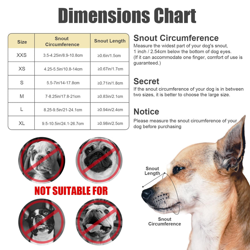 Muzzle for small and medium-sized dogs with short snouts, muzzle against biting, dog muzzle for Chihuahua Shih Tzu, snout circumference 8.9-10.8cm 8.9-10.8cm - BeesActive Australia