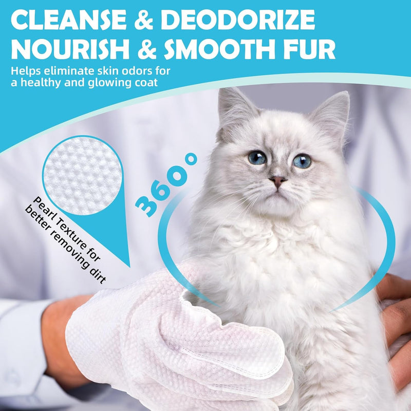 Pet Cleaning Glove Wipes for Dogs & Cats, Cleaning & Deodorizing Grooming Bathing Gloves, Nourish Cat Dog Fur Glove Wipes for Dry Cleaning, Daily Care and Travel No-Rinse 10PCS - BeesActive Australia
