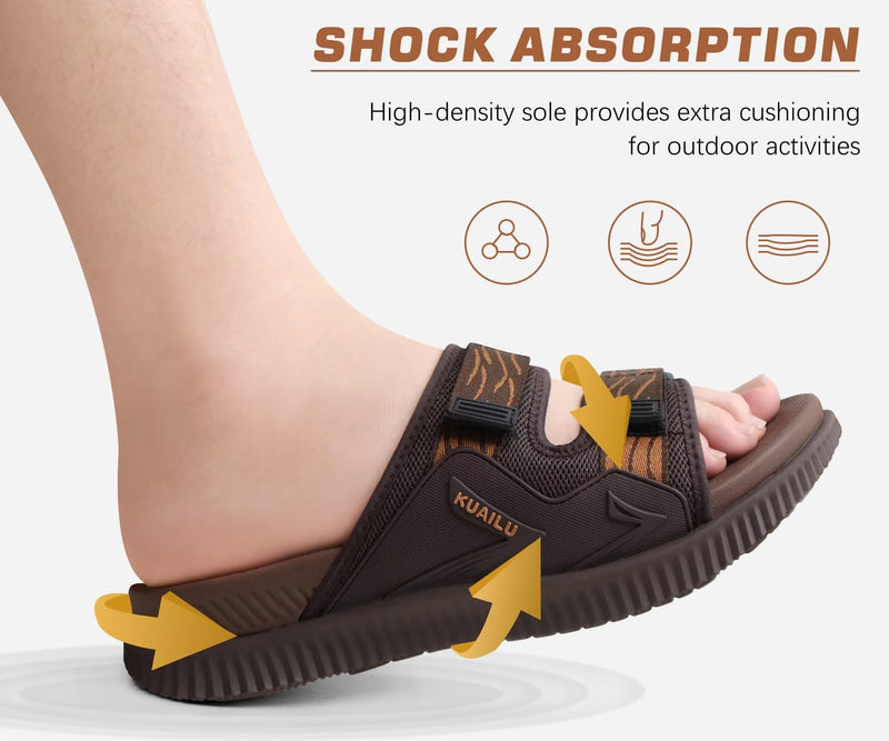 KuaiLu Mens Orthotic Sandals Arch Support Cushion Recovery Walking Slides 11 Brown