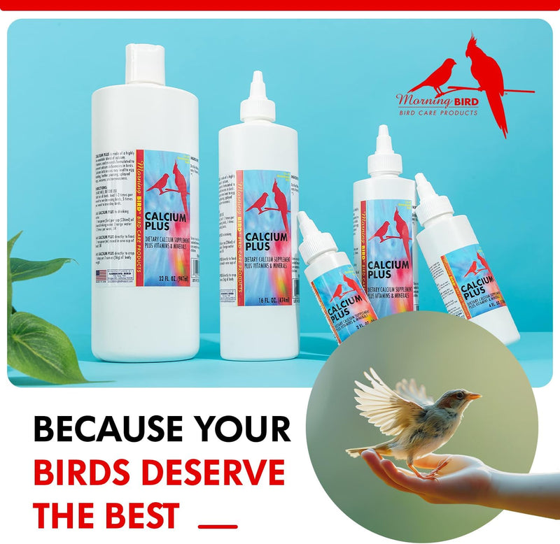 Morning Bird Calcium Plus Liquid Supplement for Birds - Liquid Calcium Formula with Magnesium and Vitamin D3 Calcium Supplement for All Birds – 2 Fl Oz - BeesActive Australia
