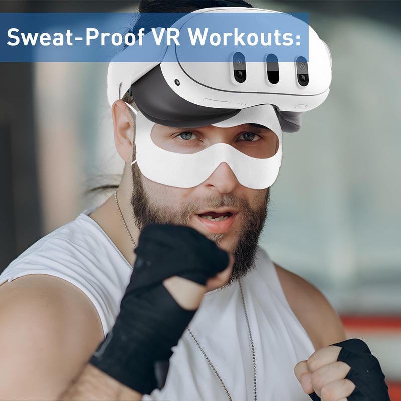 TamBee Disposable Sweat Guard VR Sweat Mask for Workouts Breathable Sweat Band Hygiene VR Face Eyes Mask Compatible with Oculus Meta Quest 3 Mask for Quest 2 Compatible with Apple Vision Pro 50Pcs - BeesActive Australia