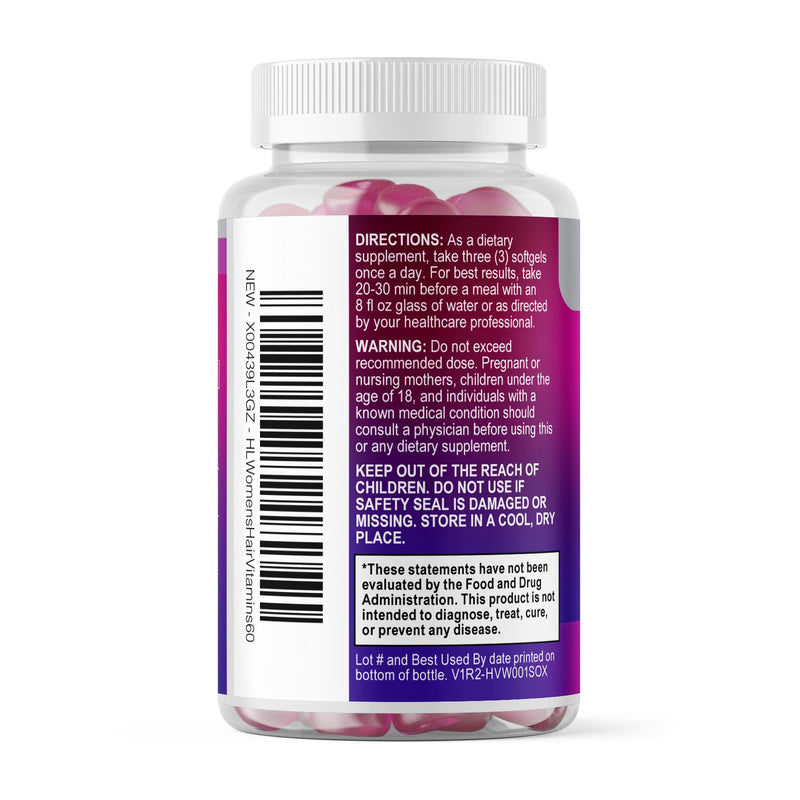 Hair Vitamins for Women for Hair Growth - Argan-Infused Supplement with Collagen, Biotin and Hyaluronic Acid - Supports Faster Hair Growth, Skin & Nails Beauty Vitamins, Bottled in USA - 60 Softgels 60 Count (Pack of 1)