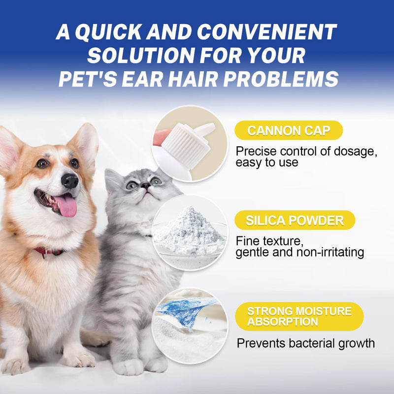 Ear Powder for Dogs Plucking,Dog Ear Infection Treatment with 5.5 Inch Tweezers Curved,Removal Ear Hair Powder,Soothes Itchy Ears & Relieve Scratching ear powder+tweezers - PawsPlanet Australia