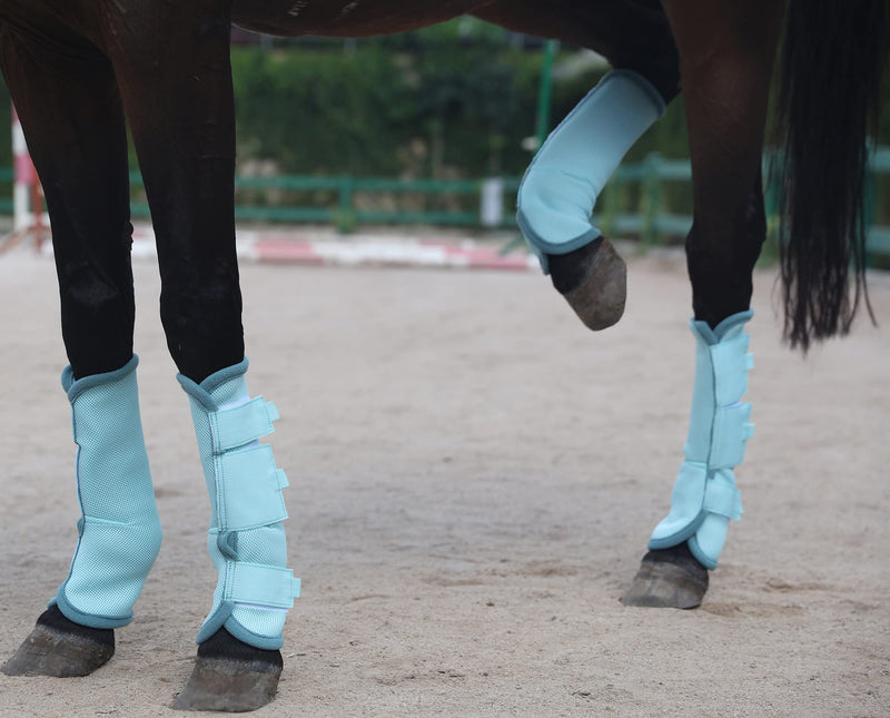 Horse Fly Boots - Fly Horse Boots Perfect for Equine Leg Wraps and Maximum Horse Fly Protection Set of 4 (Blue, Full) Blue - BeesActive Australia