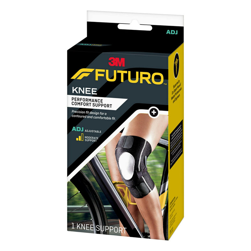 FUTURO Performance Compression Knee Support, Ideal for Everyday Activities, One Size - Black Adjustable