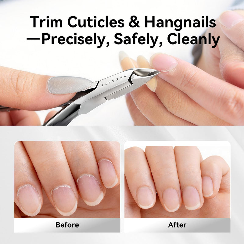 Makartt Professional Cuticle Nipper: 1/2 Jaw Precision Cuticle Trimmer for Beginners & Nail Technicians, 5mm Short Blade, Rust-Resistant Stainless Steel, Salon & Detailed Nail Art Use (Titanium Black) Titanium Black