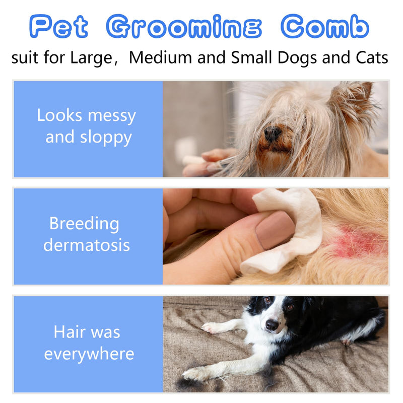 Pack of 2 pet comb stainless steel, cat brush, 2 in 1 dog comb, professional cat brush, dog comb for long hair, cat undercoat brush, to remove tangles and knots for long-haired dogs, cats - BeesActive Australia