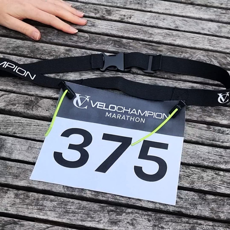 VeloChampion Running Waistpack Belt – Elastic Stretch Fit with Clip Fastening for Triathlon, Marathon, Cycling & Race Number Holder 2 Adult S/M
