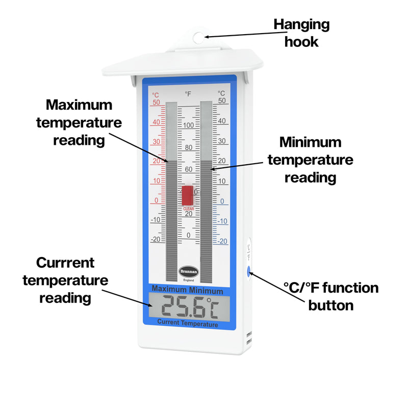 Digital Greenhouse Thermometer - Max Min Thermometer for Greenhouse or Garden Maximum and Minimum Temperatures Indoor Outdoor Greenhouse Accessories