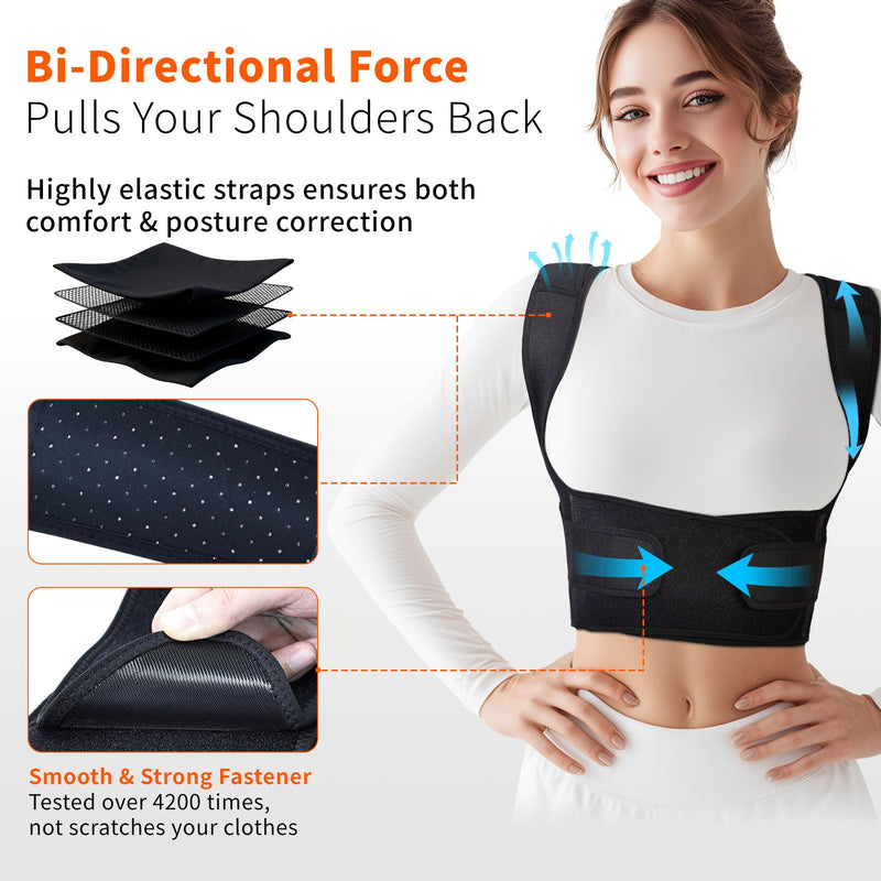 Posture Corrector for Men and Women, Instant Back Straightener, Adjustable Upper Back Brace, Invisible Shoulder Brace Hunchback Corrector for Slouching, Scoliosis, Neck Pain Relief (Large) L (Underbust: 41-49'')