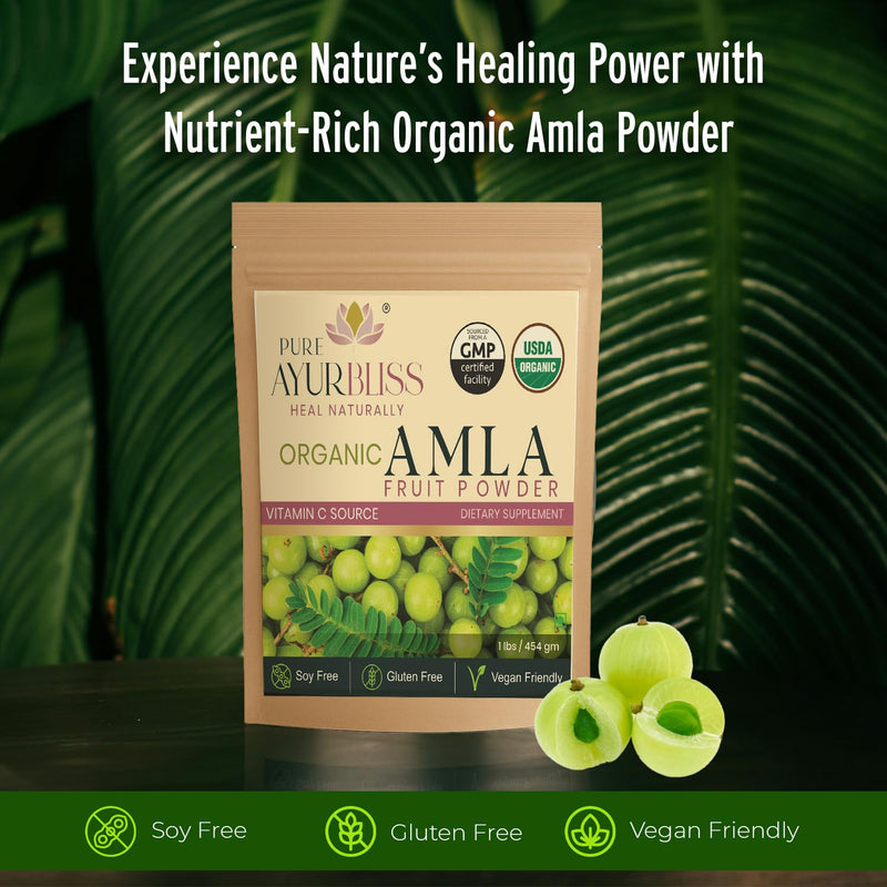 100% Organic Amla Powder, Ayurvedic Blend for Digestive Health, Immune Support, Vegan & Gluten-Free Nutrition, Natural Vitamin C Source for Hair, Skin, & Daily Wellness Vitality - 16oz 16 Ounce (Pack of 1)