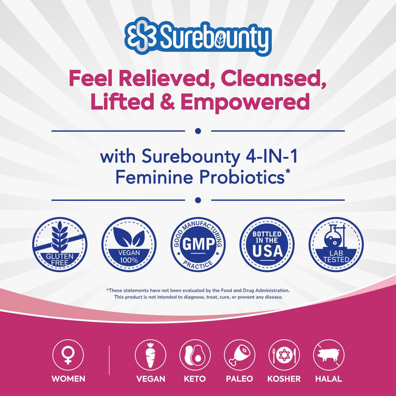 Probiotics for Women, 120 Billion CFU 34 Strains, Prebiotics, Digestive Enzymes, Cranberry, 4-in-1 Feminine Probiotic, Digestive, Vaginal, Immune Support, 60ct (Pack of 2) 30 Count (Pack of 2)