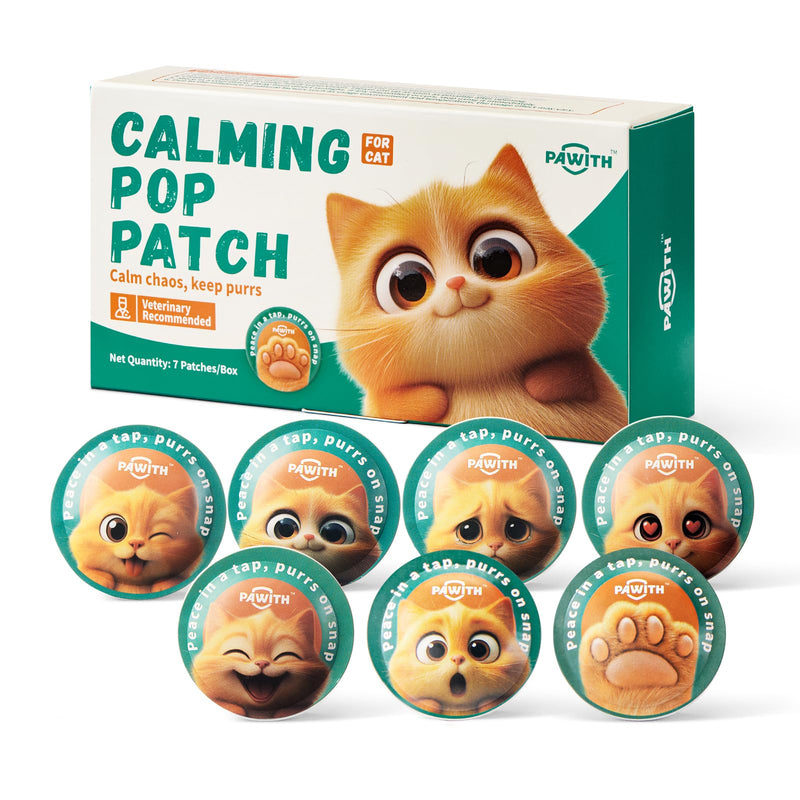 Calming Pop Patch for Cat Travel – Pheromone Diffuser for Cats Reduces Anxiety & Stress-Related Behaviors in Cats & Kittens, Long-Lasting, No Electricity Needed, More Convenient Than Sprays 7 Count