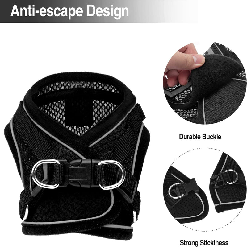 Adjustable Cat Harness Escape-Proof, Adjustable Cat Harness with Leash, Soft Lining and Breathable Mesh, Reflective Harness Set for Outdoor Training Walking, M (Black) - BeesActive Australia