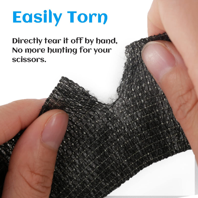 24 Rolls Black Sensi Wrap Elastic Self Adhesive Bandage Wrap 2 Inch, Breathable Cohesive Bandage, Ankle Sprains Swelling Medical First Aid Sports Athletic Grip Tape, Dogs Pet Vet Wrap - BeesActive Australia